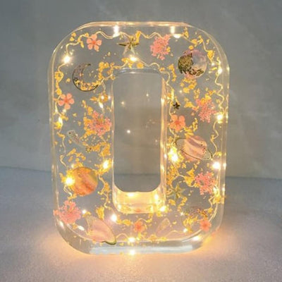 Personalized Letter Resin Lamp with Dried Flowers – Custom Initial Night Light for Home Décor & Gifts