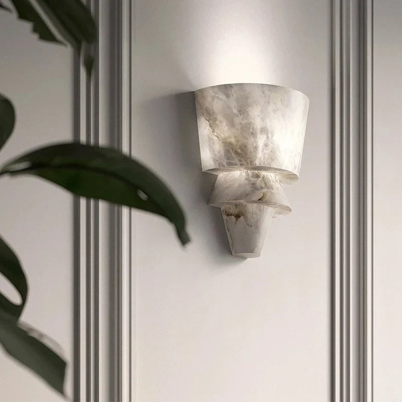 LuxeStone Marble Wall Lamp – Elegant Modern Natural Stone Lighting for Living Room & Bedroom
