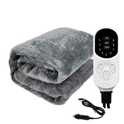 12V Electric Heated Travel Blanket – 9 Heat Settings, Timer & Machine Washable for Car, SUV, Truck, RV