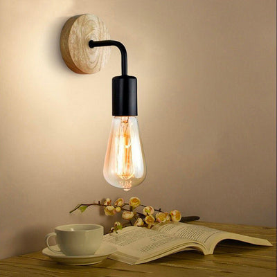 Black/White And Wooden Wall Bedside Lamp For Modern Homes